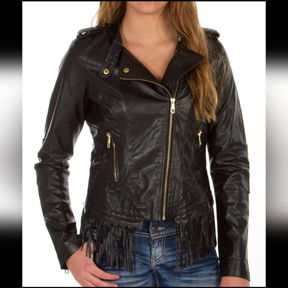 Steve Madden Faux Leather Cropped Jacket